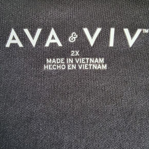 Black Ditsy Floral Top Womens 2X Boho Cottagecore Peasant Romantic Ava & Viv - Picture 6 of 10